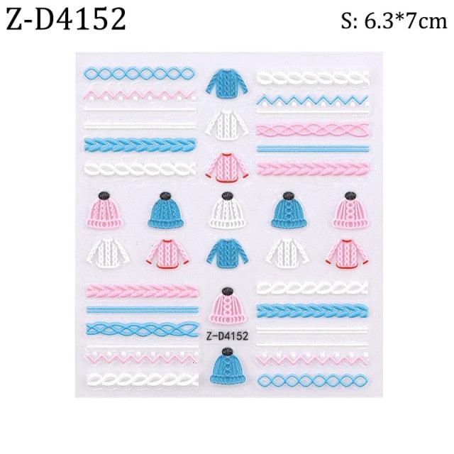 Ensemble de Stickers Ongles 5D - Designs Hivernaux Charmants