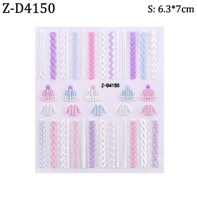 Ensemble de Stickers Ongles 5D - Designs Hivernaux Charmants