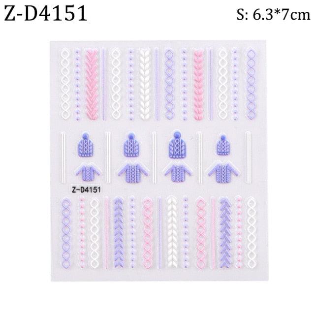 Ensemble de Stickers Ongles 5D - Designs Hivernaux Charmants