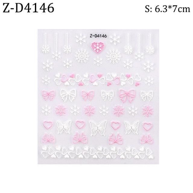 Ensemble de Stickers Ongles 5D - Designs Hivernaux Charmants
