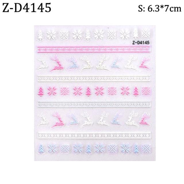 Ensemble de Stickers Ongles 5D - Designs Hivernaux Charmants