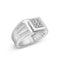 Anillo de banda estriada con acento de diamante de plata esterlina .925 - Talla 10