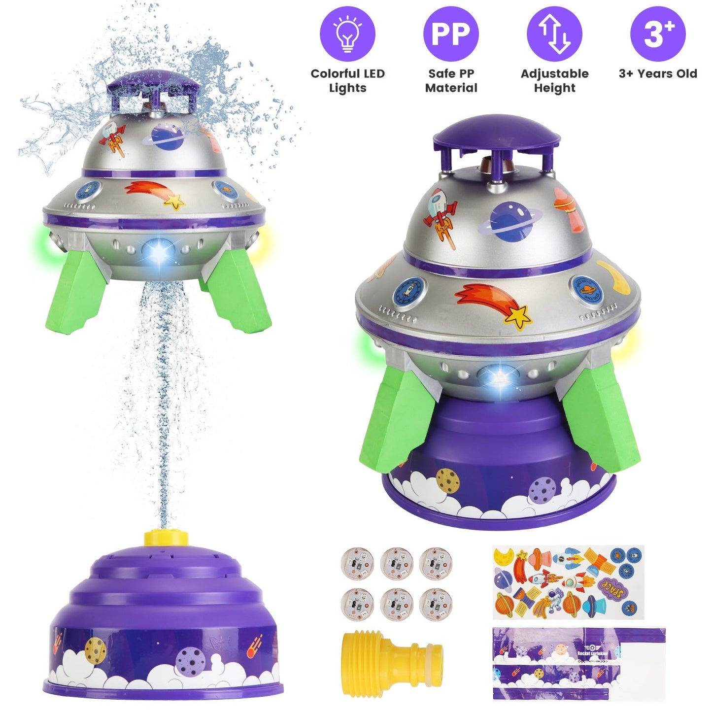 Gbruno UFO Water Sprinkler - Colorful LED Outdoor Toy