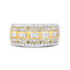 Bague en diamant multi-rang Art Déco en or blanc et jaune 10K - Taille 7