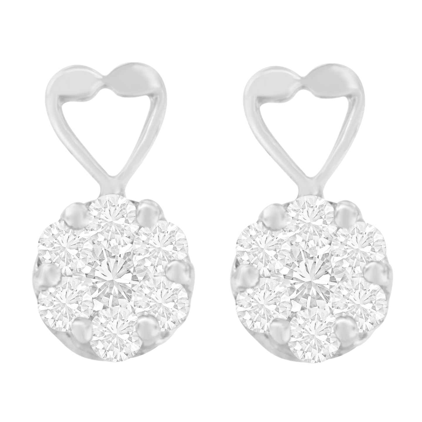 14K White Gold Round Cut Diamond Earrings - 1 1/4 cttw
