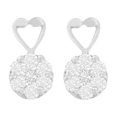Pendientes de Diamante Cortado Redondo de Oro Blanco de 14K - 1 1/4 cttw