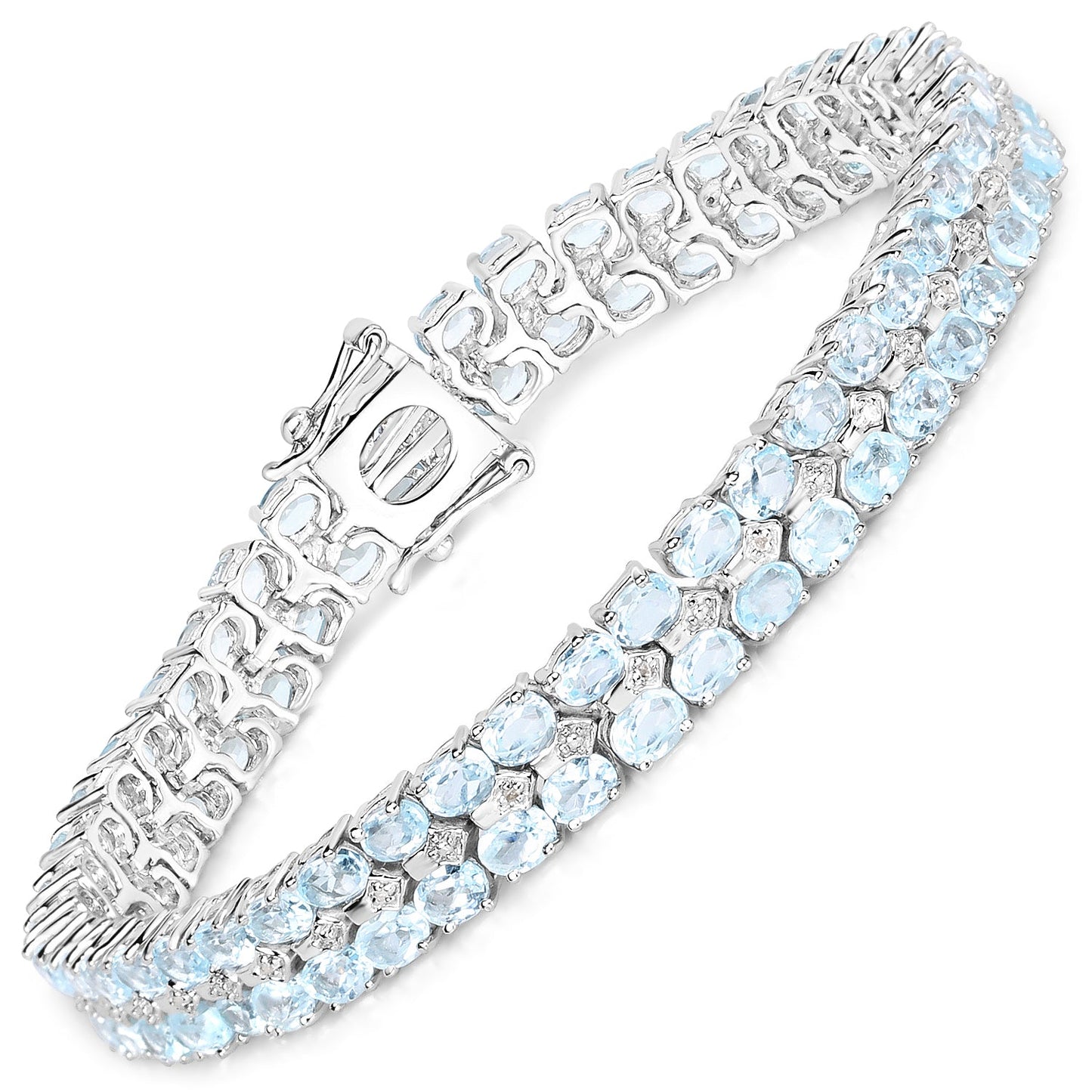 Bracelet en argent sterling avec topaze bleue de 17,22 carats et diamants