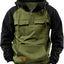 Men's Retro Cargo Hoodie with Half Zipper and Pockets