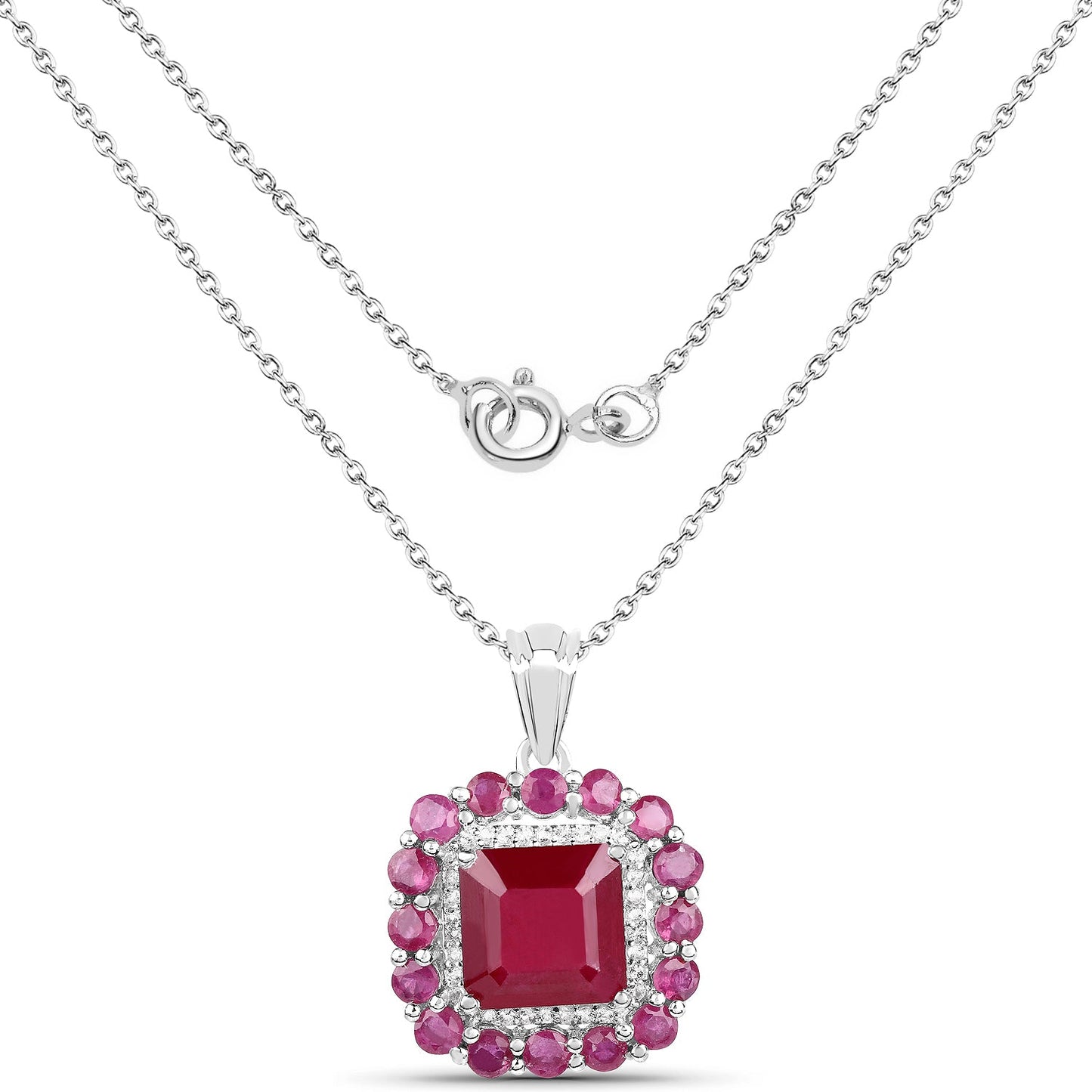 8.48 Carat Ruby and White Topaz Sterling Silver Pendant