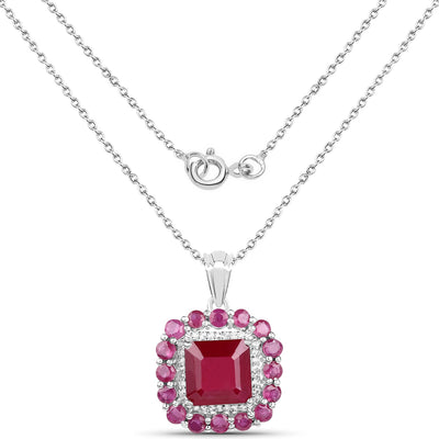 Pendentif en argent sterling avec rubis de 8,48 carats et topaze blanche