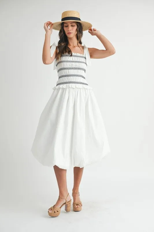 Vestido Midi con Cuerpo Fruncido para Mujeres