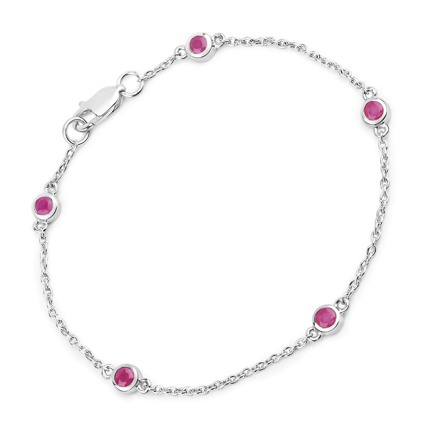Pulsera de Rubí Genuino de 0.65 Quilates en Plata Esterlina .925