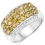 Anillo de Compromiso de Diamantes Amarillos y Blancos de 1.91 Quilates en Plata de Ley