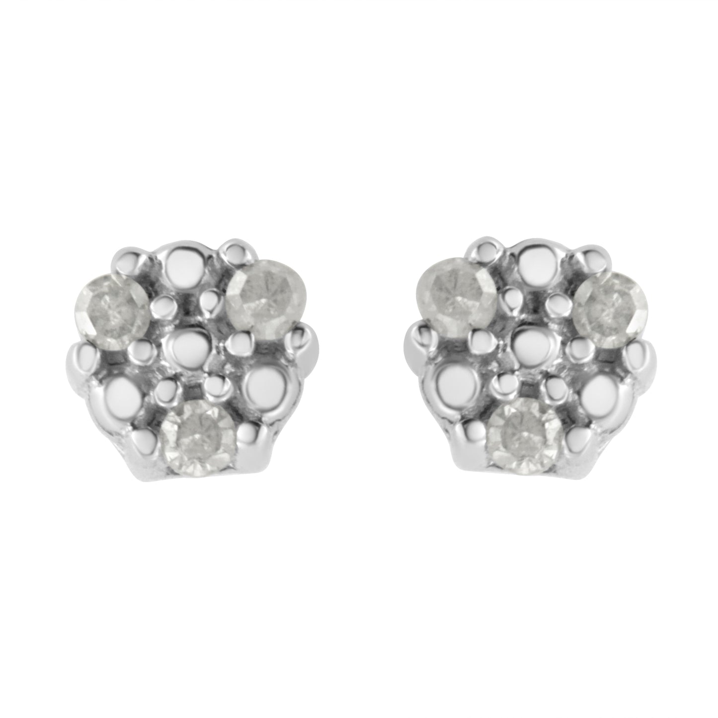 Pendientes de Stud de Diamante Trío de Plata Esterlina .925
