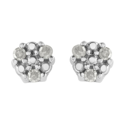 .925 Sterling Silver Trio Diamond Stud Earrings