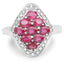 Bague en argent sterling avec rubis véritable rempli de verre de 2,12 carats et zircon blanc