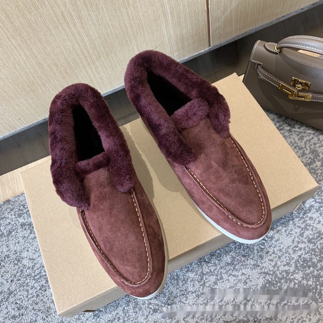Bottes courtes en cuir laineux pour la neige - Doublées en polaire pour la chaleur