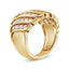 14K Yellow Gold Plated Sterling Silver Diamond Multi Row Band Ring