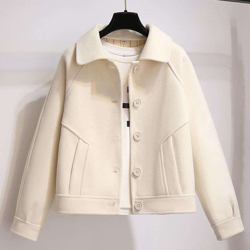 Manteau en laine court loose rétro pour femmes