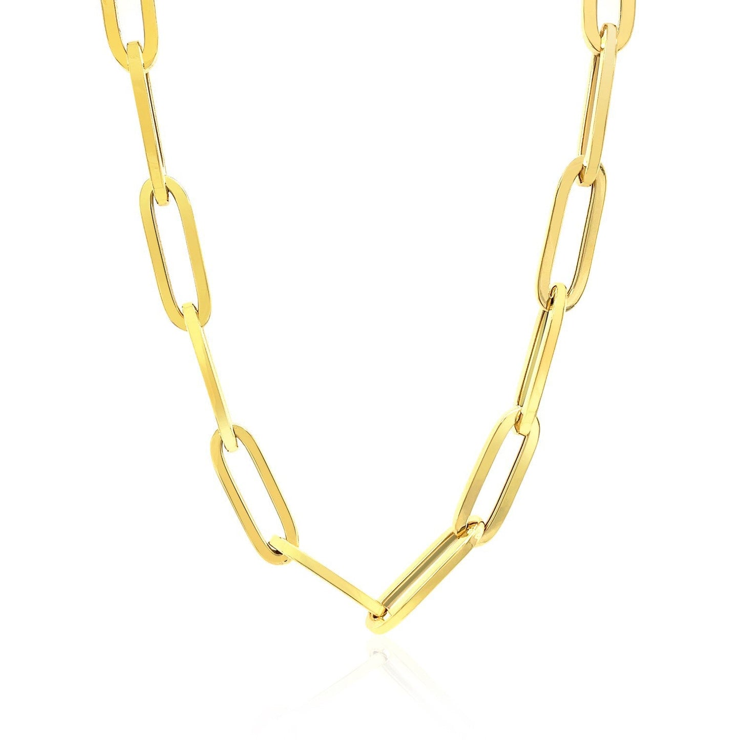 Collier en chaîne large en papier clip en or jaune 14K