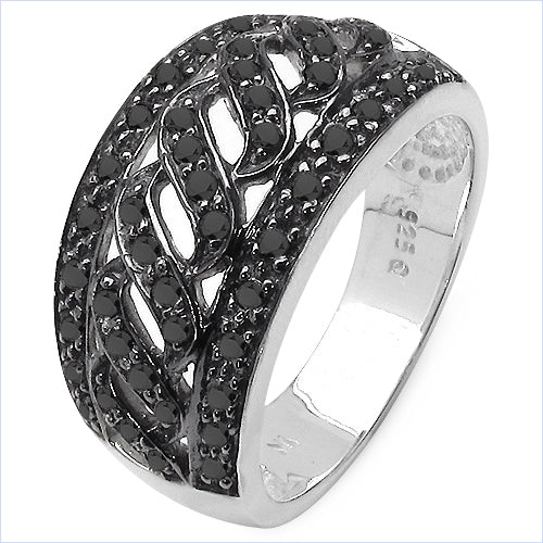 Bague de fiançailles en argent sterling avec diamant noir véritable de 0,54 carat