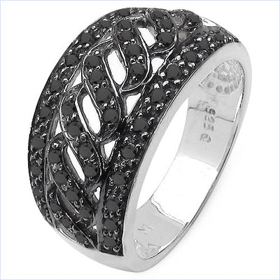 0.54 Carat Genuine Black Diamond Sterling Silver Engagement Ring
