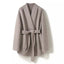 Camel-Wool V-Neck Double-Faced Belted Coat