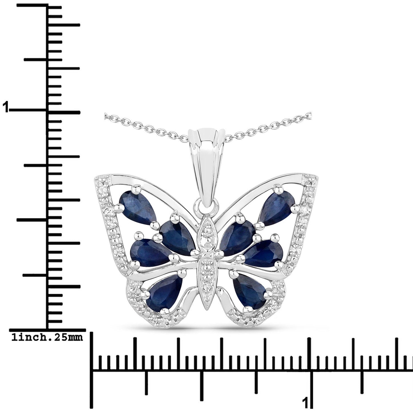 Pendentif en saphir bleu véritable de 1,67 carat et zircon blanc en argent sterling