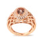 14K Rose Gold Light Pink Morganite & Diamond Halo Cocktail Ring - Size 7