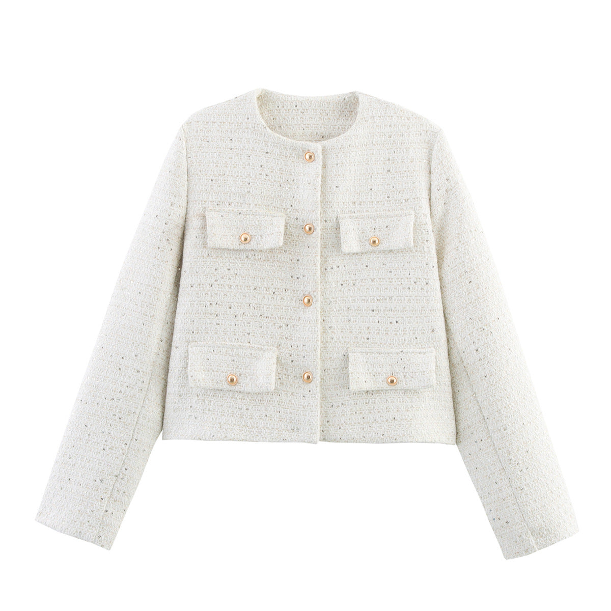 Veste Croppée Chic Décorée de Poches