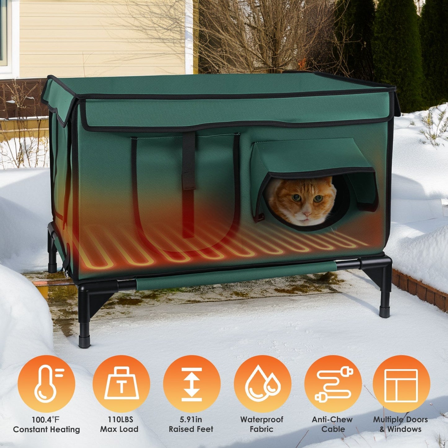Casa para Gatos Calentada e Impermeable para Comodidad al Aire Libre