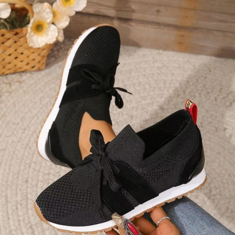 Lace Up Mesh Flats for Women - Breathable Casual Wedges