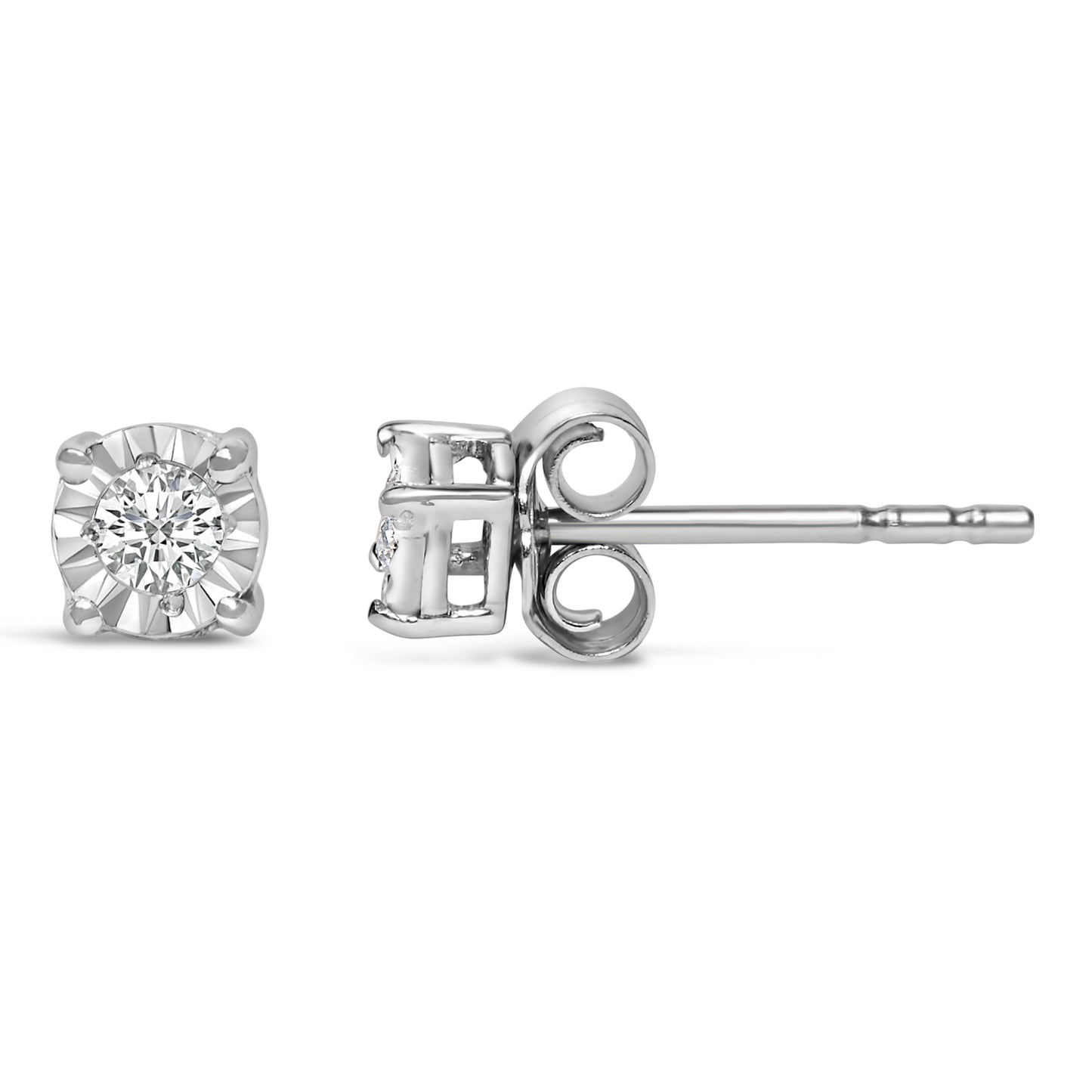 Boucles d'oreilles clou en diamant lab-grown Miracle-Set en argent sterling .925