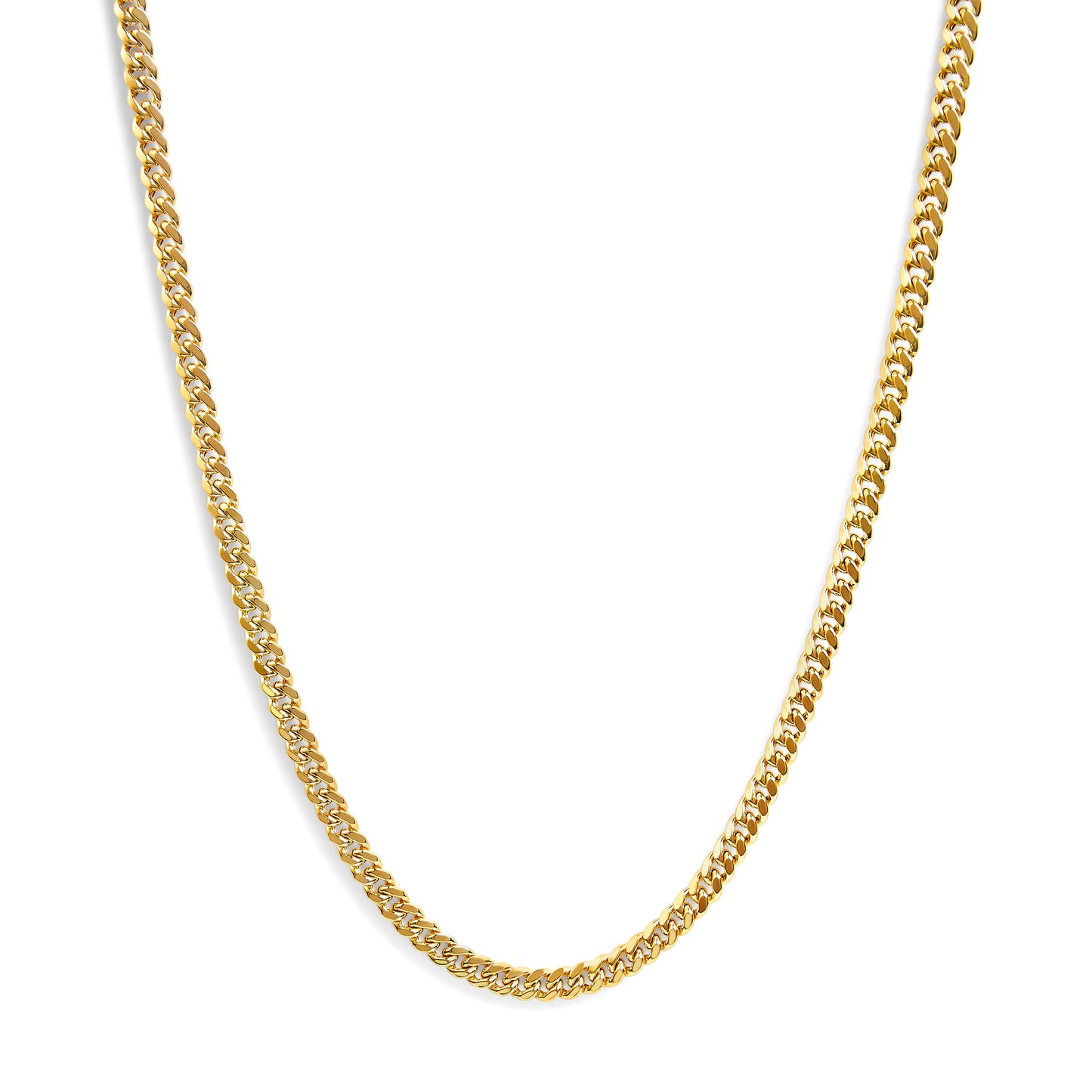 Collier en chaîne cubaine de Miami classique en or jaune 14K semi-solide - 22 pouces