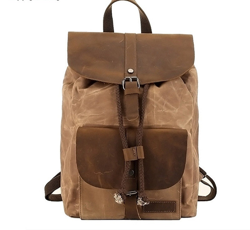 Mochila Casual de Cuero Crazy Horse Impermeable