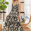 Vestido Maxi de Cuello en V Bicolor entrecruzado