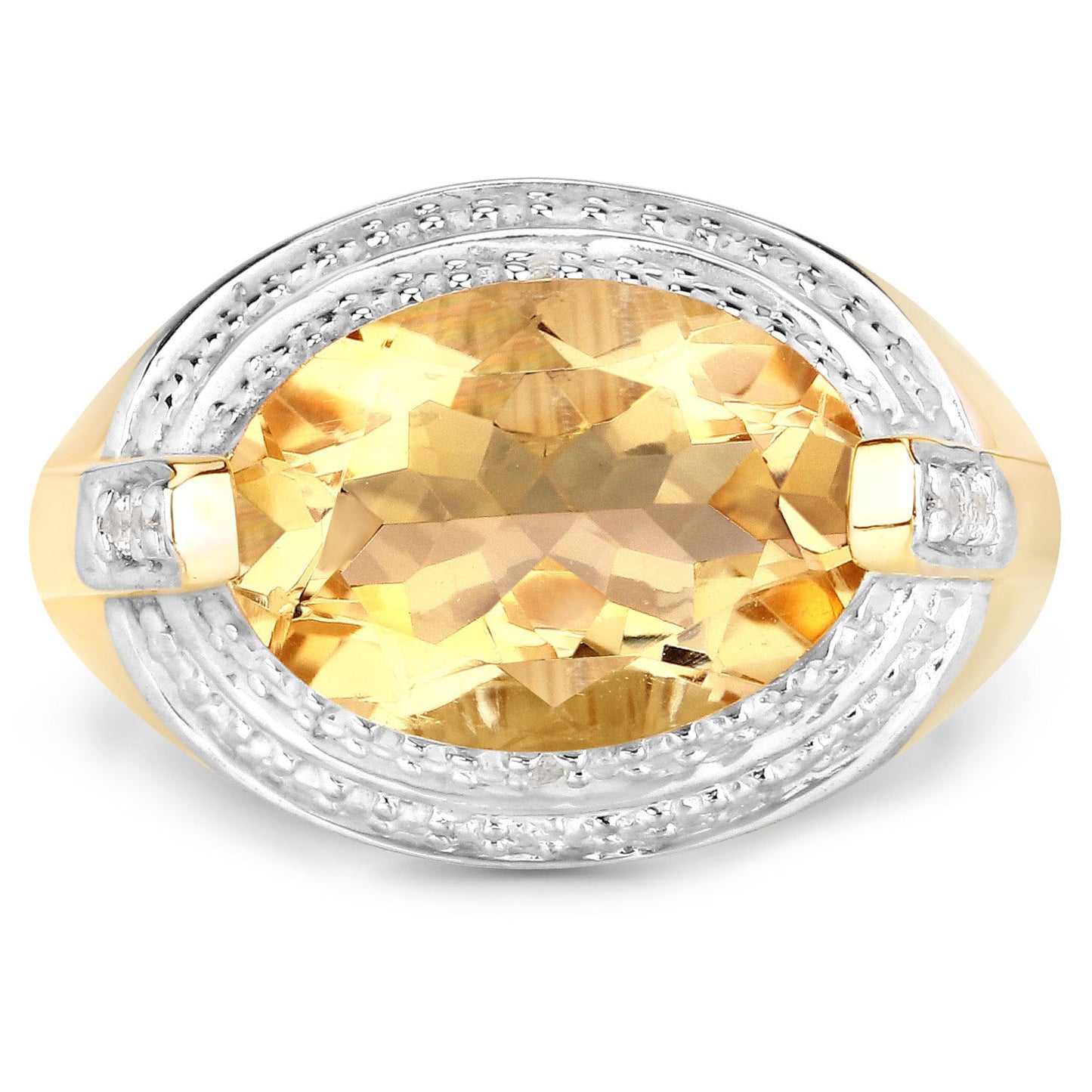 Bague en argent sterling avec citrine et diamants blancs de 4,56 carats