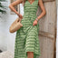 Chic Vintage V-Neck Midi Dress with Tie Waist - Effortlessly Elegant for Every Occasion - Korvel