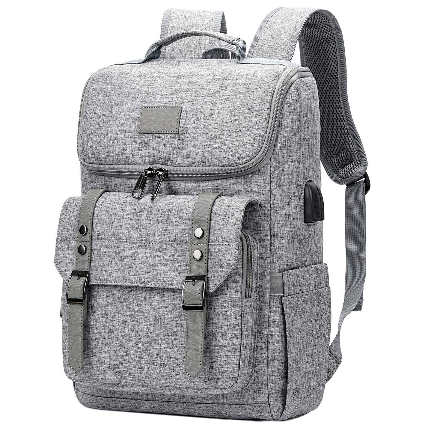 Mochila Retro de Viaje para Laptop de Hombre con Puerto USB