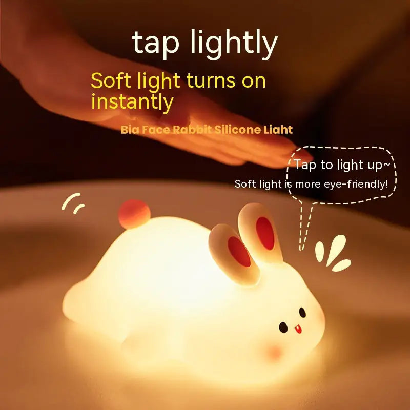 Linda Luz Nocturna con Sensor Táctil de Conejo LED para Niños