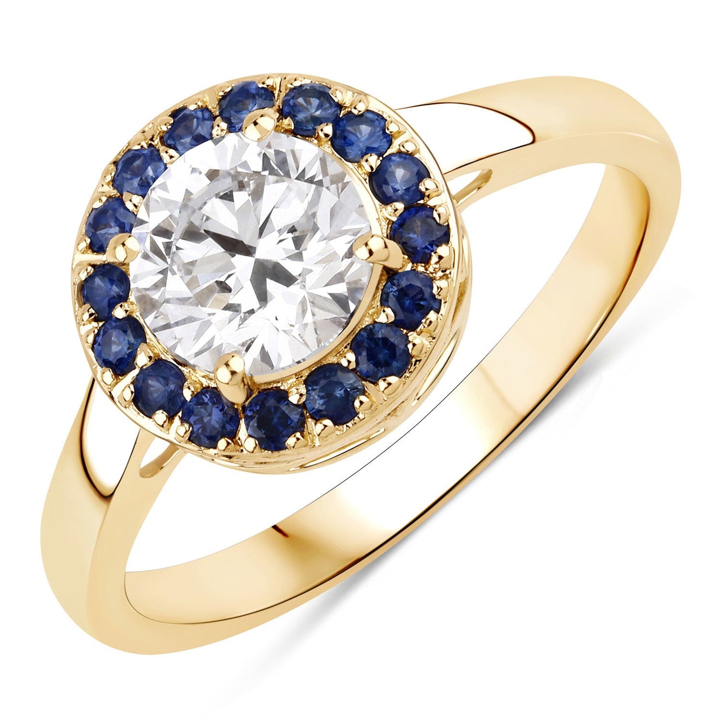 1.32 Carat Blue Sapphire and Lab Grown Diamond Ring in 14K Gold