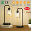 2-Pack Touch Control Table Lamp with USB Ports and Glass Shade