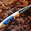 Exquisite Custom Damascus Steel Hunting Knife with Premium Wood Handle - Korvel