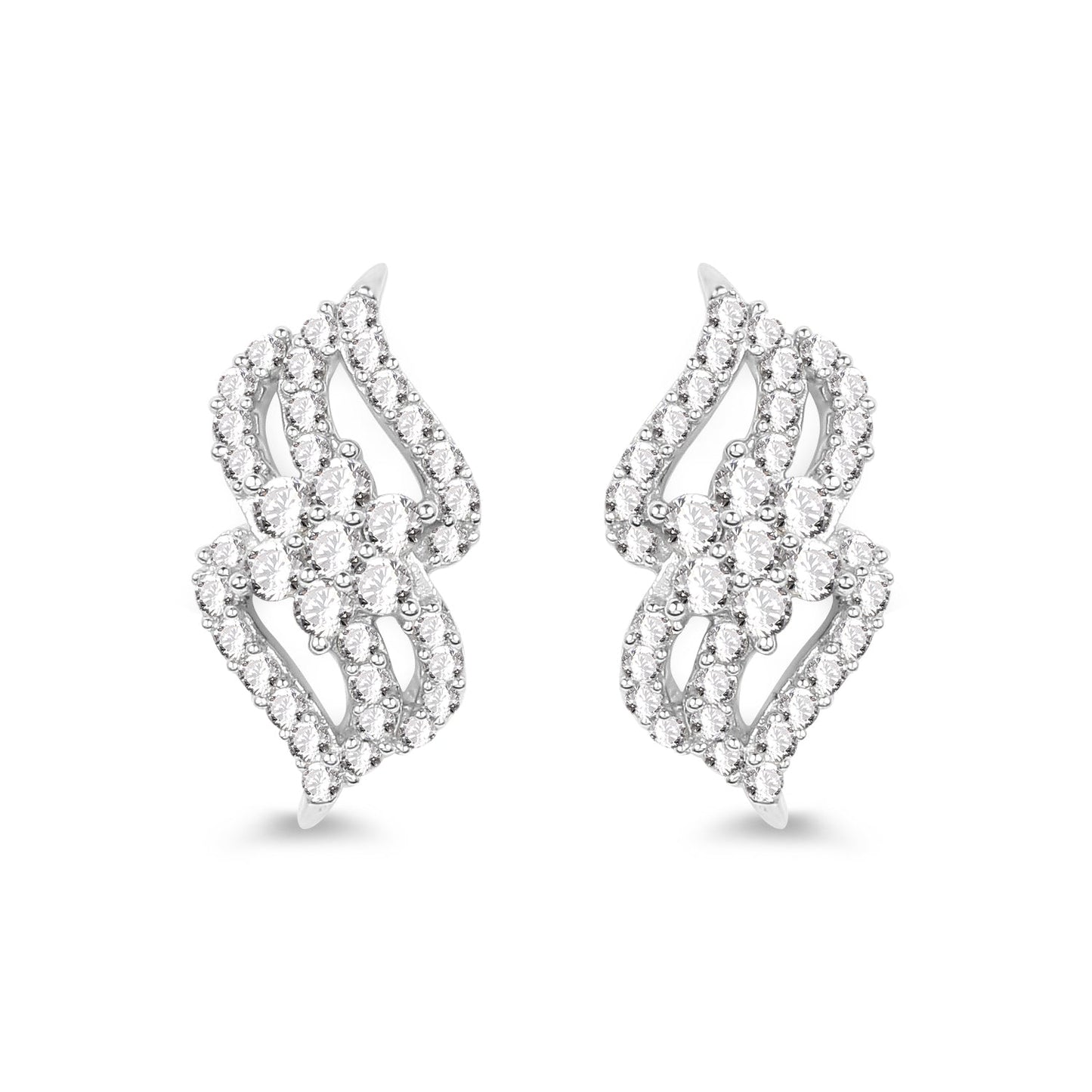 Pendientes de Diamante Blanco Genuino de 0.68 Quilates en Oro Blanco de 14K