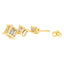 Boucles d'oreilles en diamant taille princesse en or jaune 14K