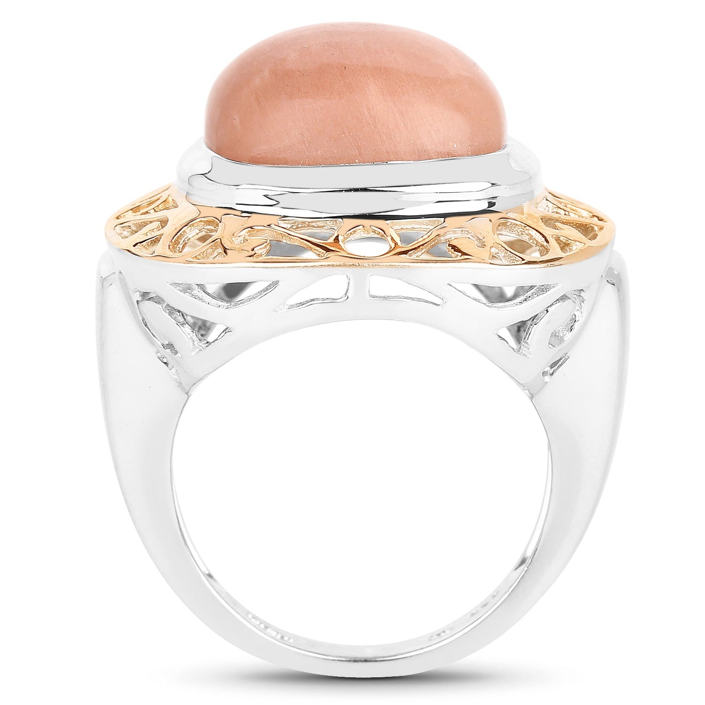 Two Tone Plated 12.80 Carat Genuine Moonstone Ring