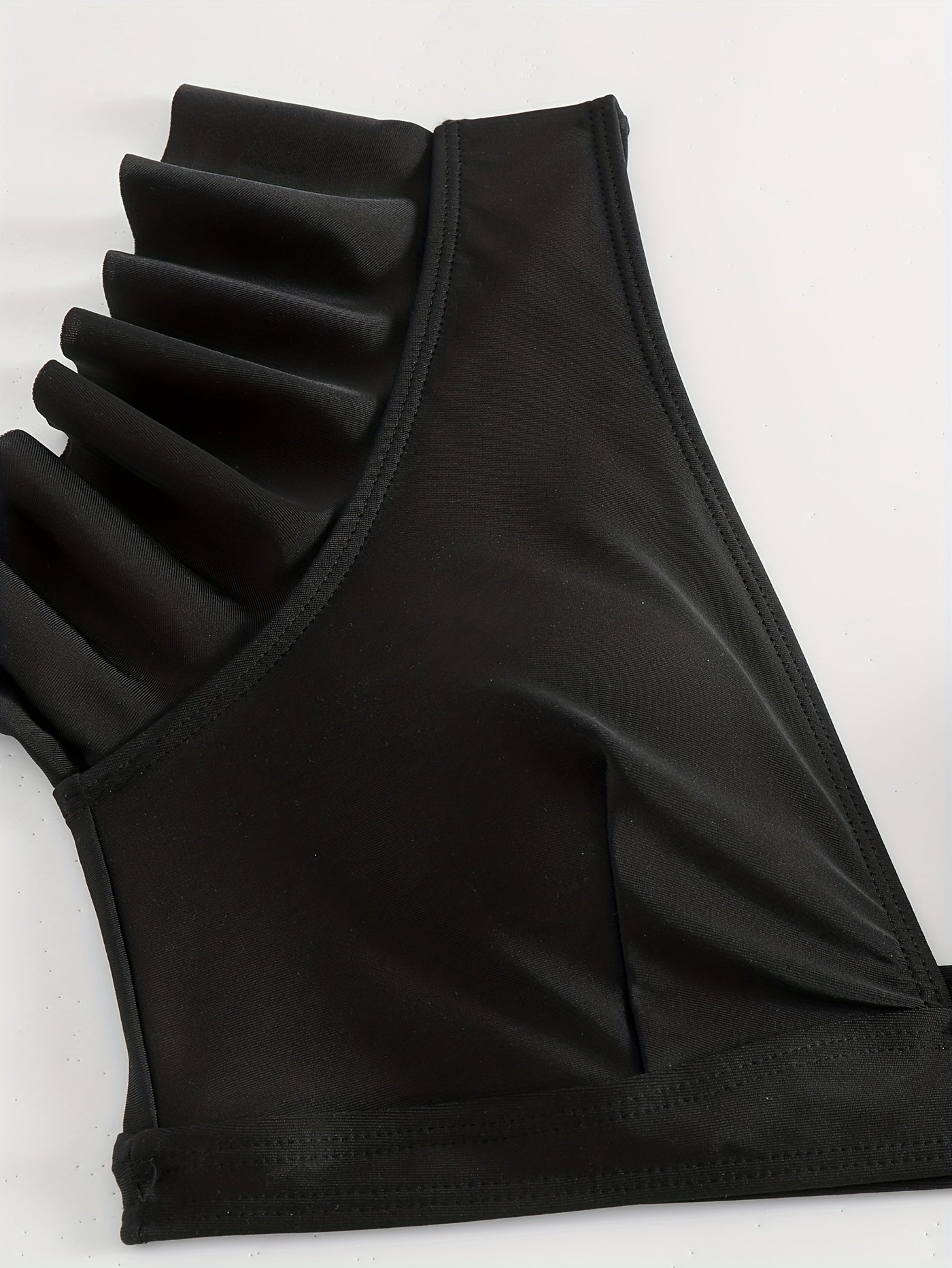 Elegant Black Ruffle V Neck High Waisted Bikini Set