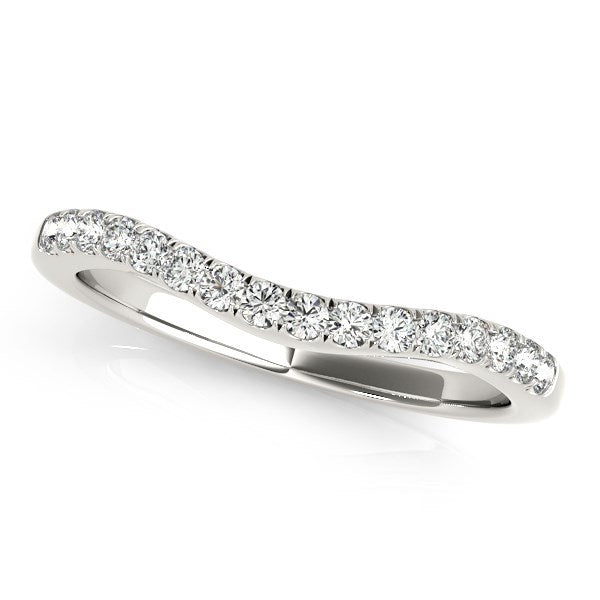 Anillo de Boda de Diamantes en Pavé Curvo de Oro Blanco de 14k