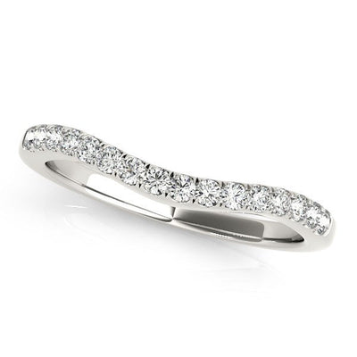 Anillo de Boda de Diamantes en Pavé Curvo de Oro Blanco de 14k