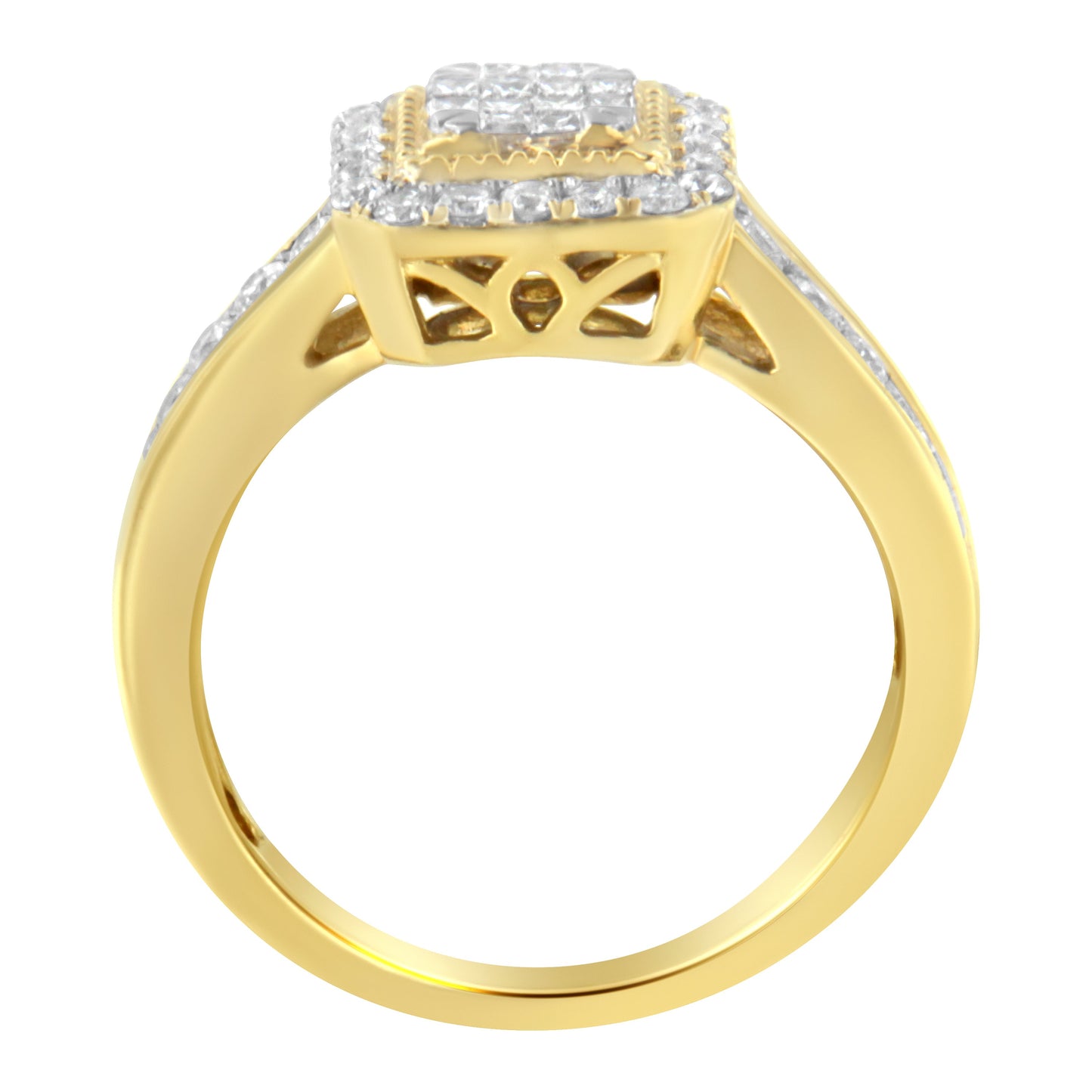 Anillo de cóctel de diamantes de oro amarillo de 10KT - 5/8 cttw